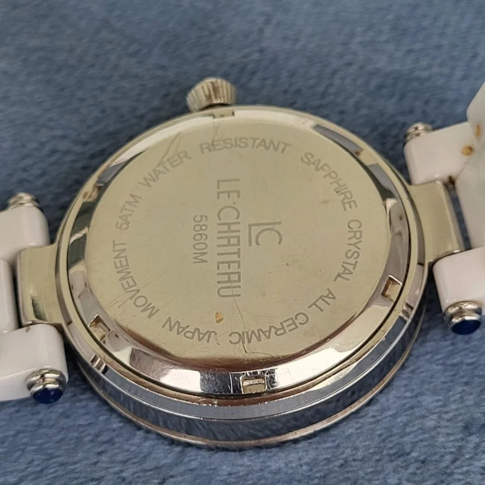 Le Chateau White and Silver Watch with Crystal Accents - Picture 7 of 10